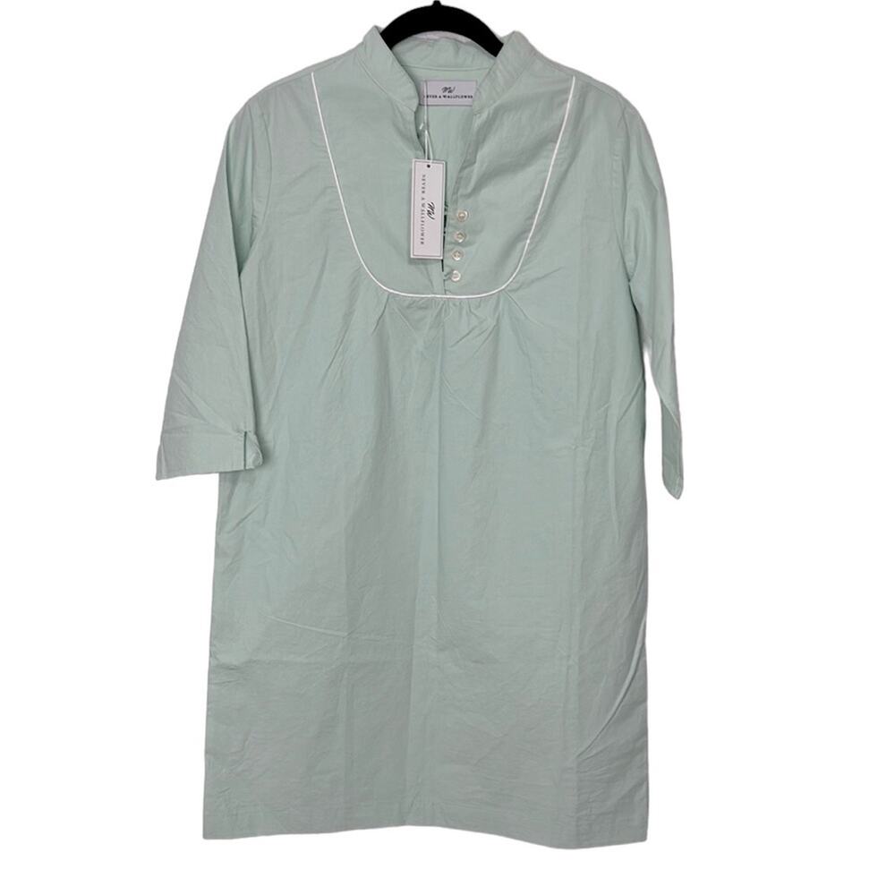 NWT Never A Wallflower Mint Poplin Piped Yolk Top size XS